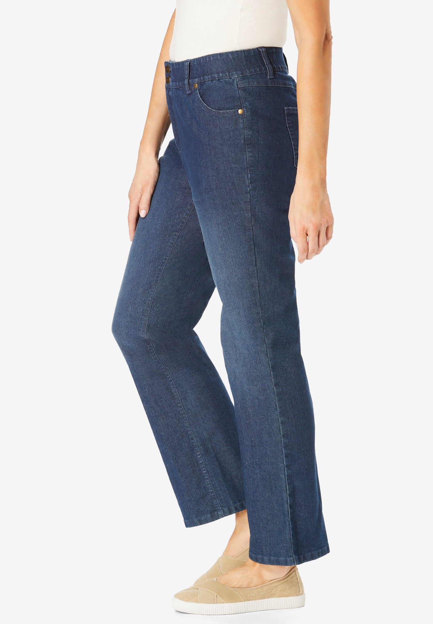 Stretch Built-in Slimming Panel Bootcut Jeans image number 2