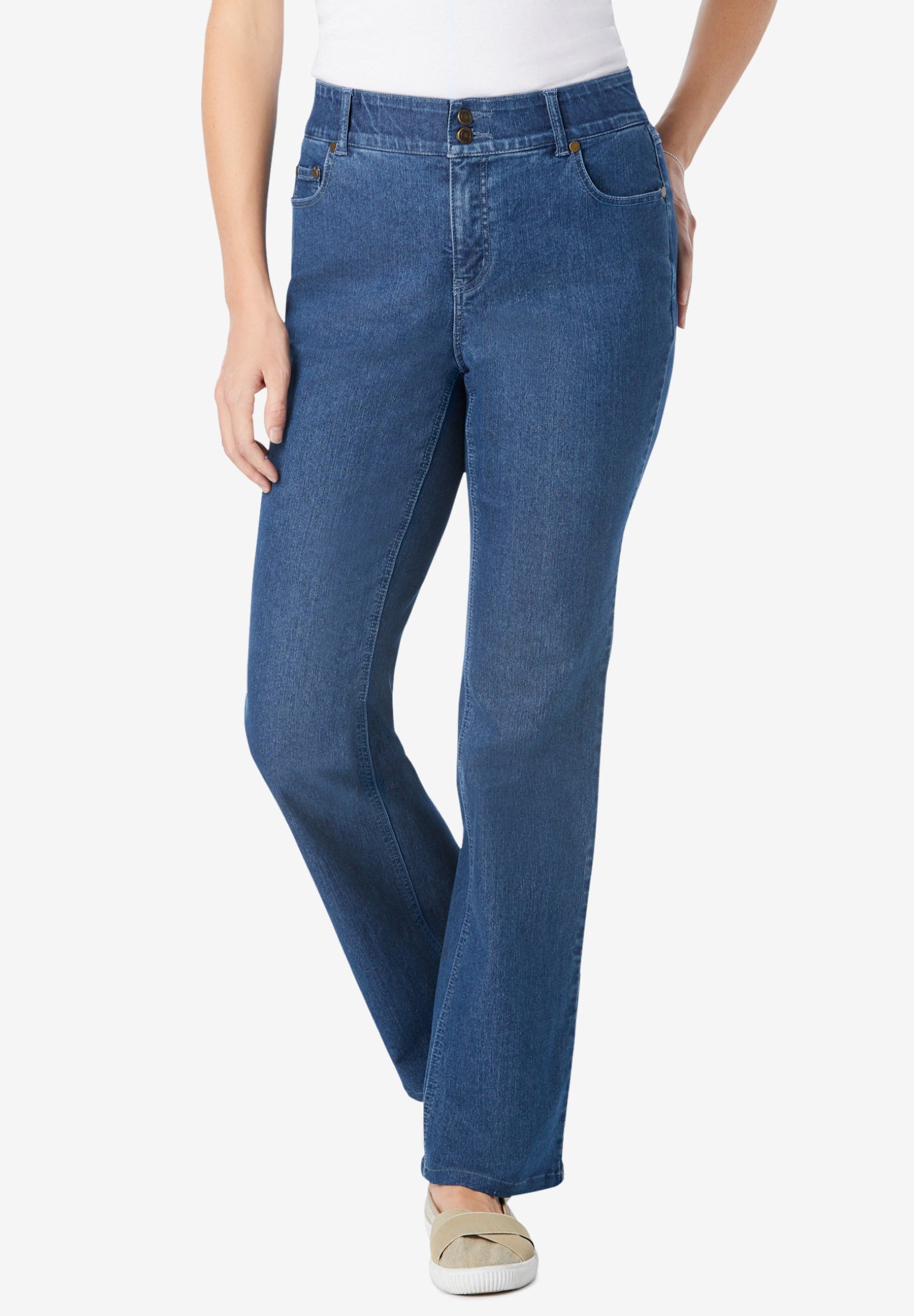 Stretch Built-in Slimming Panel Bootcut Jeans image number 0