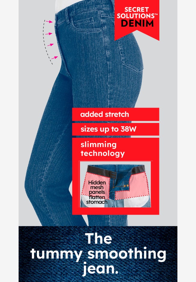 Stretch Built-in Slimming Panel Straight Leg Jeans image number 4