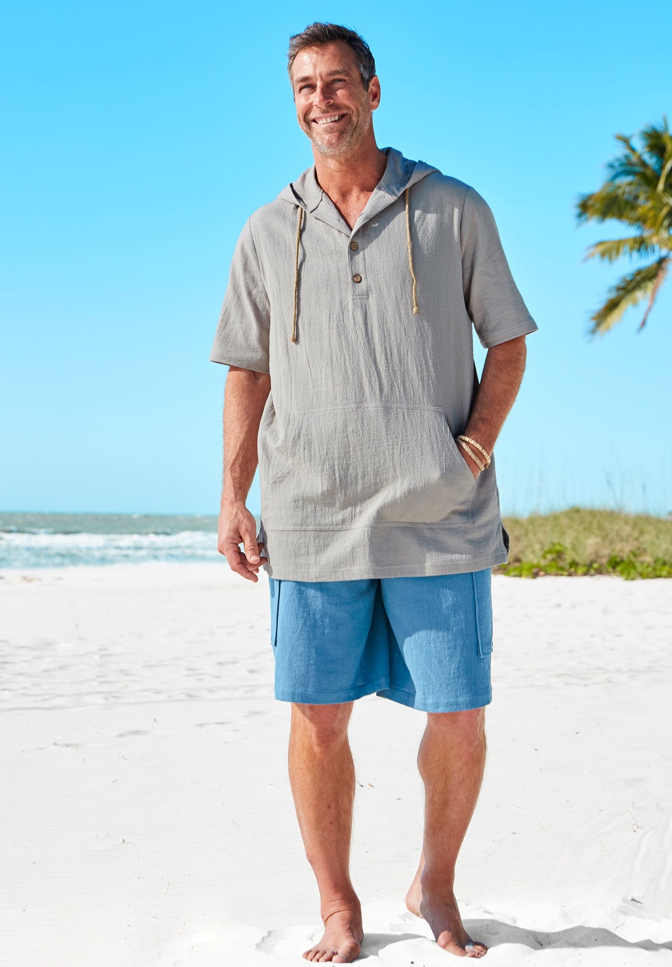 Gauze Short-Sleeve Hoodie image number 4