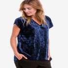 Stretch Crushed Velour V-neck Short Sleeve Tee image number 0