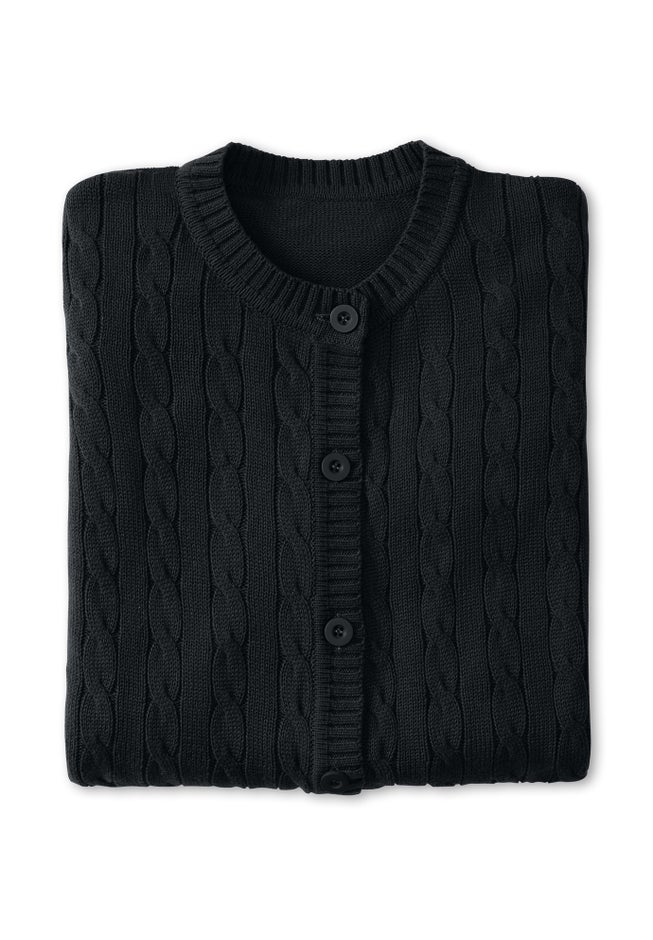Cotton Cable Knit Cardigan Sweater image number 1