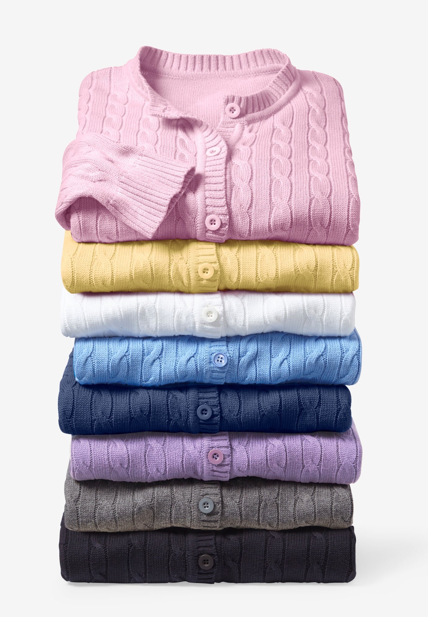 Cotton Cable Knit Cardigan Sweater image number 3