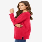 Cable Knit V-Neck Pullover Sweater image number null