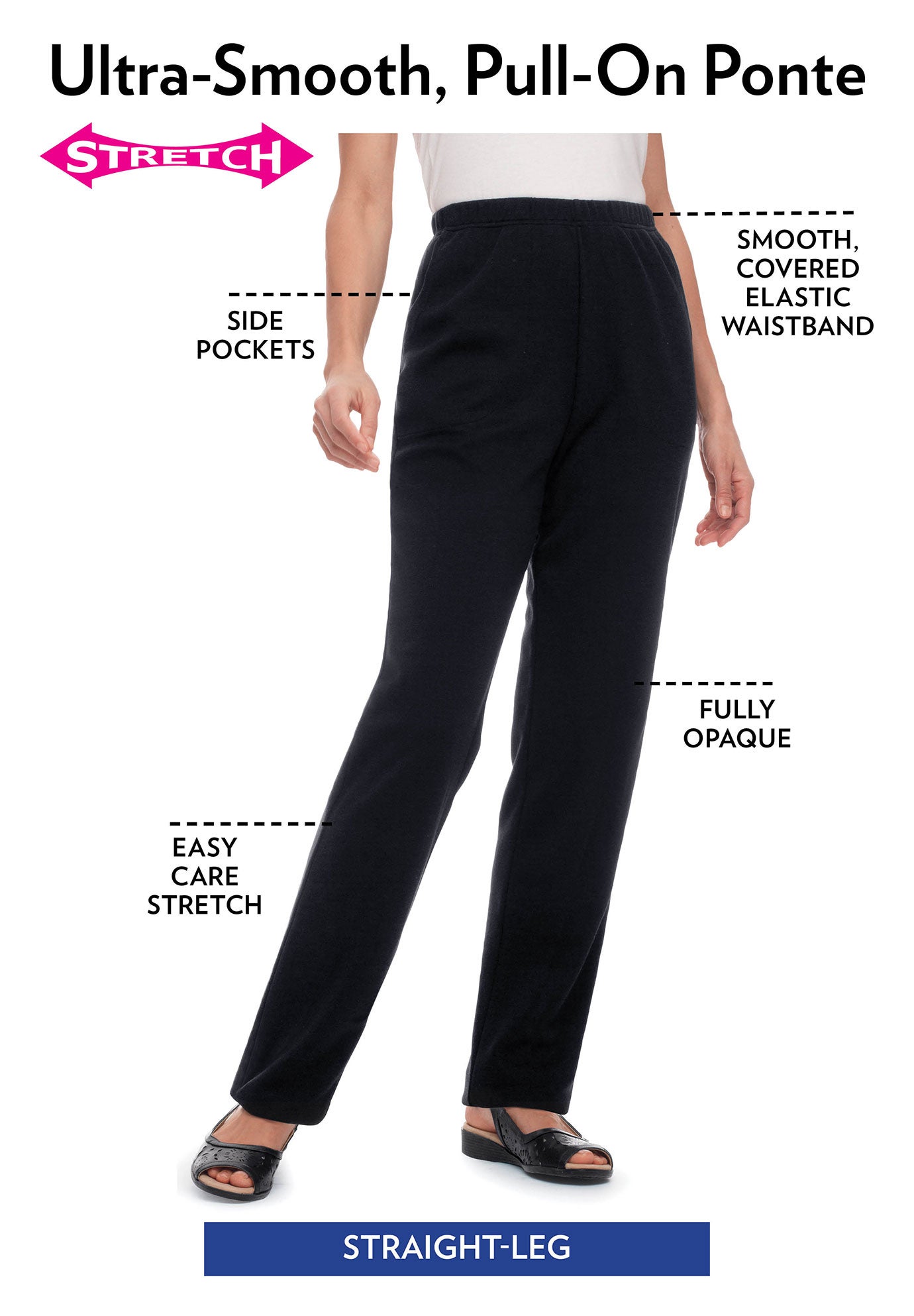 Straight-Leg Stretch Ponte-Knit Pull-On Pants image number 0