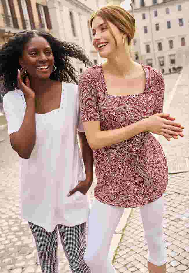 Stretch Cotton Square Neck Tunic image number 2