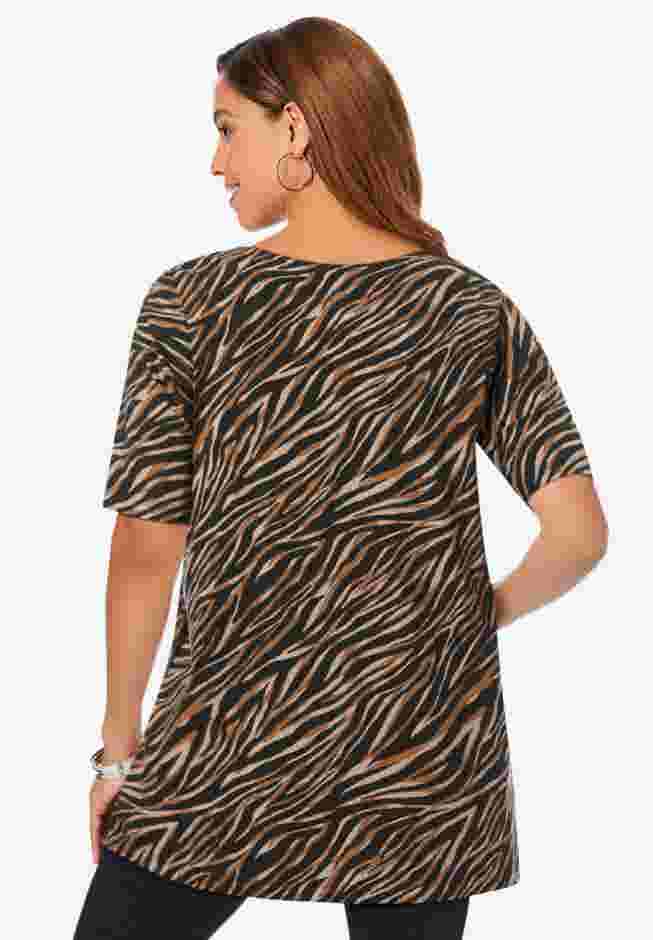 Stretch Cotton Square Neck Tunic image number 2