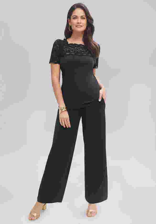 Stretch Lace Neckline Top image number 4