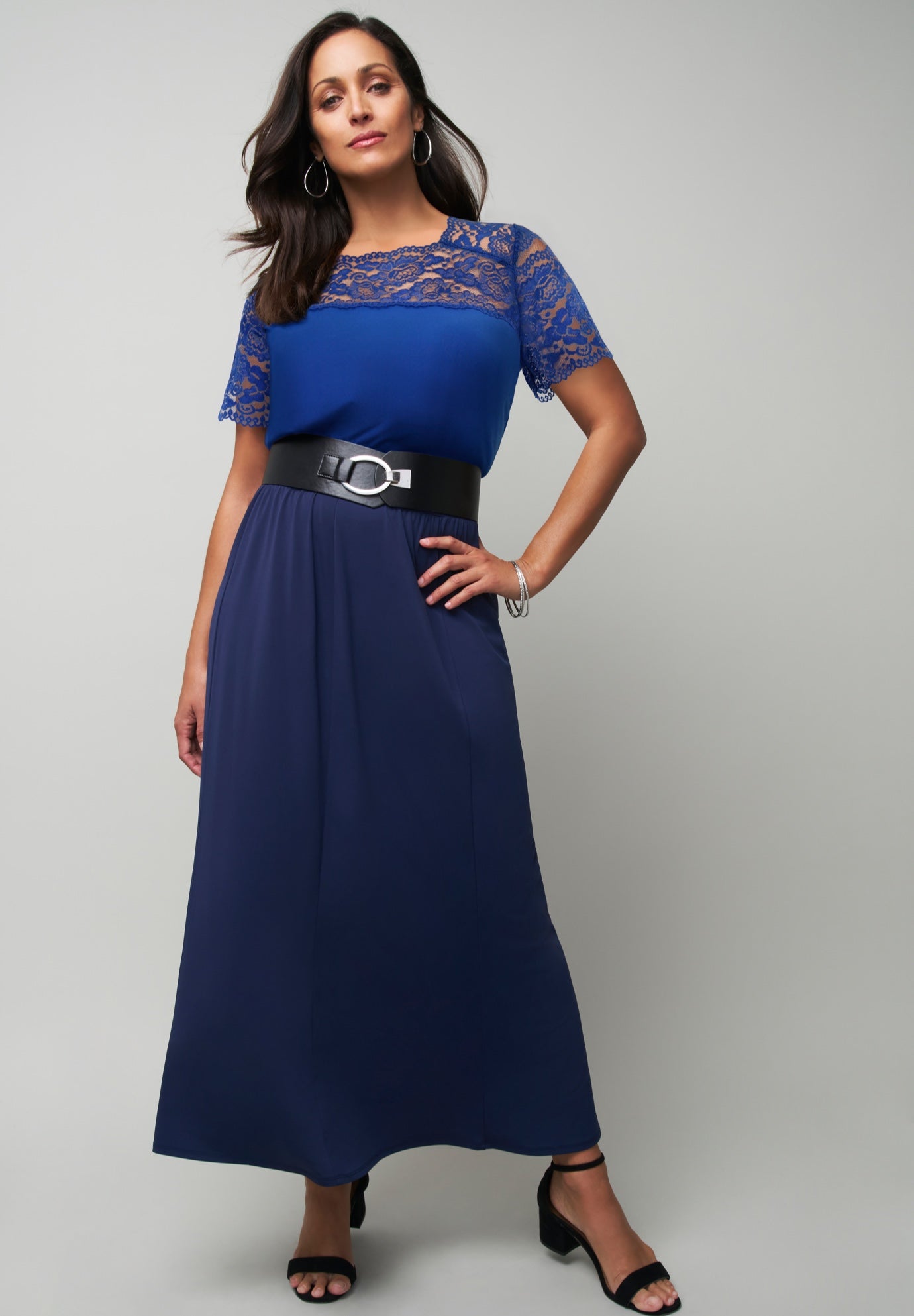 Stretch Lace Neckline Top image number 1