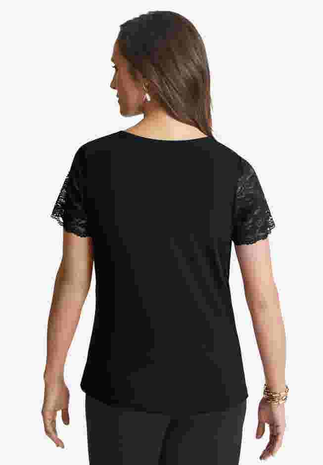 Stretch Lace Neckline Top image number 2