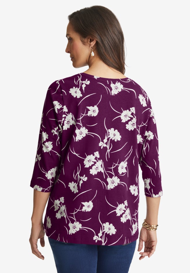 Stretch Cotton V-Neck Tee image number 1