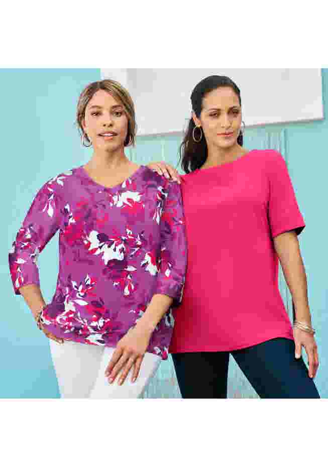 Stretch Cotton V-Neck Tee image number 1