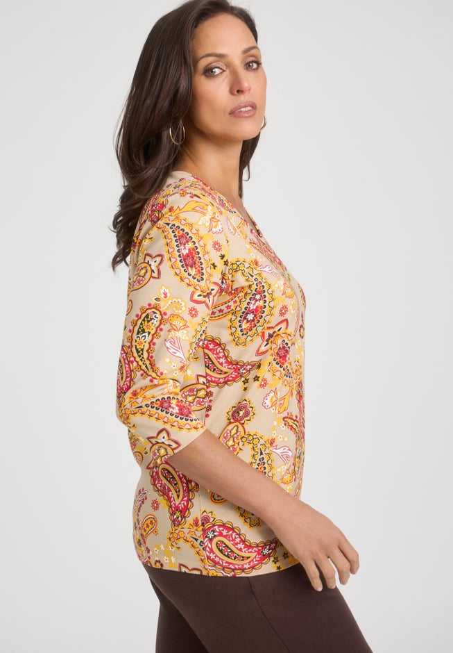 Stretch Cotton V-Neck Tee image number 1