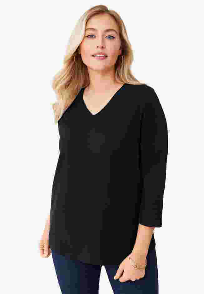 Stretch Cotton V-Neck Tee image number 0