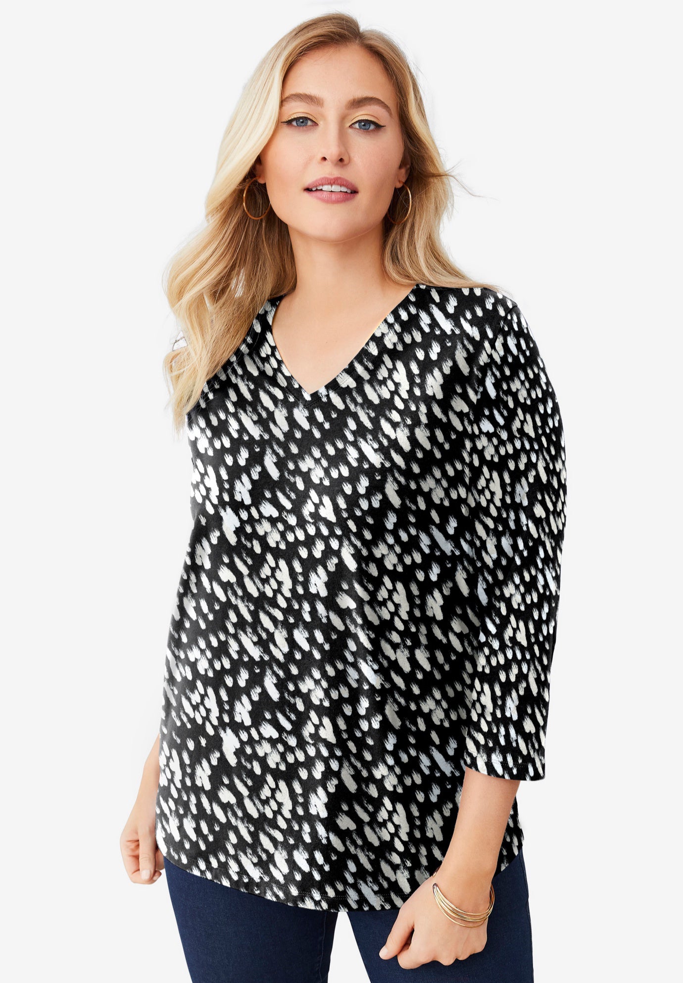 Stretch Cotton V-Neck Tee image number 0