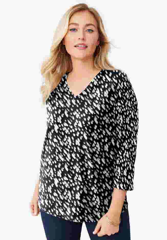 Stretch Cotton V-Neck Tee image number 0