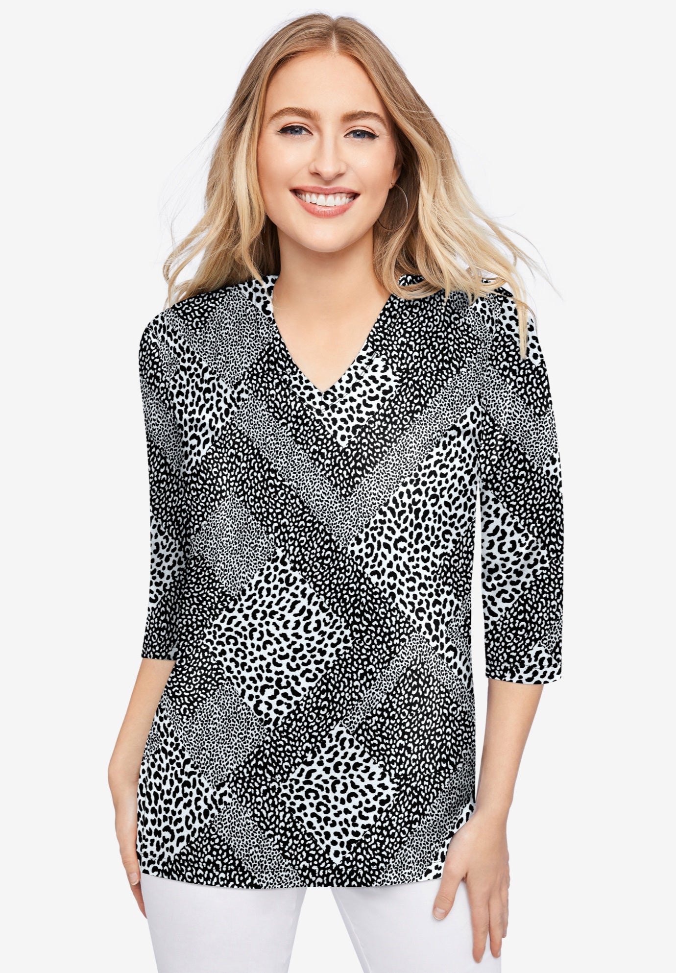 Stretch Cotton V-Neck Tee image number 0