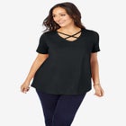 Stretch Cotton Crisscross Strap Tee image number null