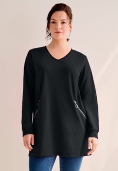 Zip Pocket French Terry Sweatshirt Tunic