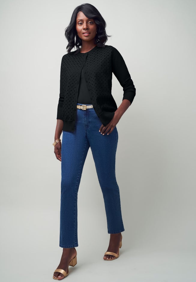 Fine Gauge Eyelet Cardigan image number 1