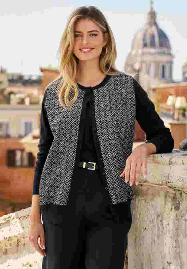 Fine Gauge Eyelet Cardigan image number 0