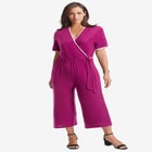 Stretch Knit Cropped Wide Leg Jumpsuit image number null