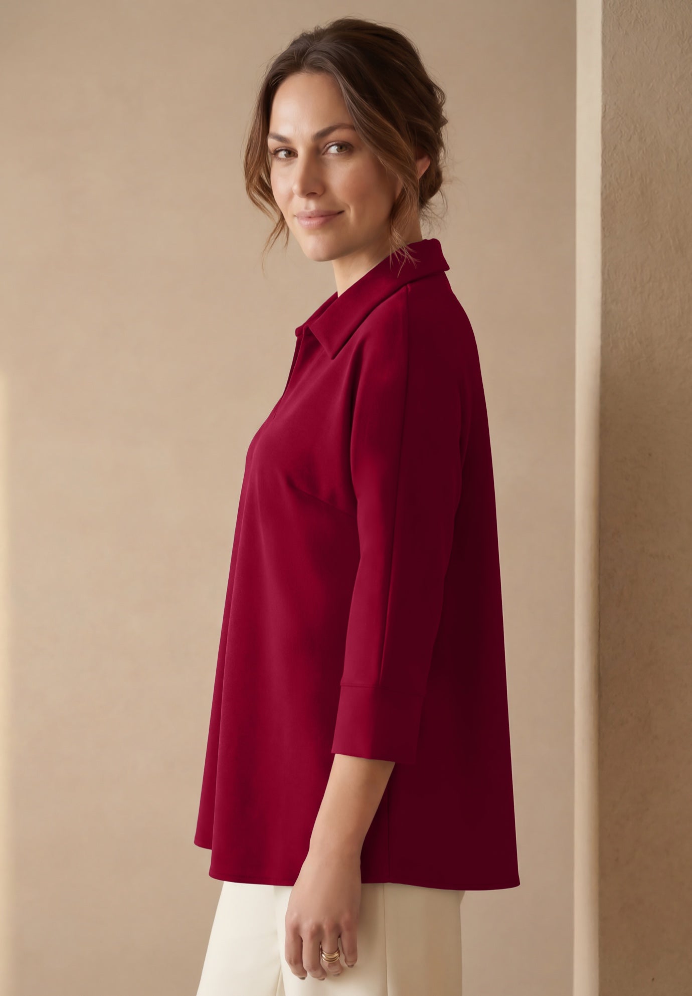 Stretch Knit Crepe Trapeze Tunic image number 2