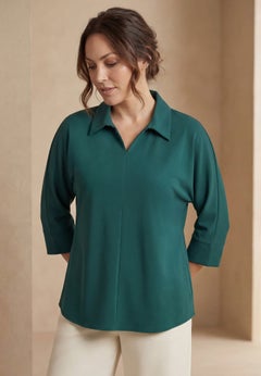 Stretch Knit Crepe Trapeze Tunic