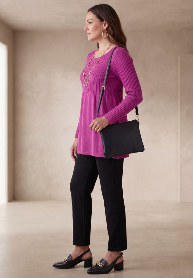 Ribbed Baby Doll Tunic Sweater image number 1