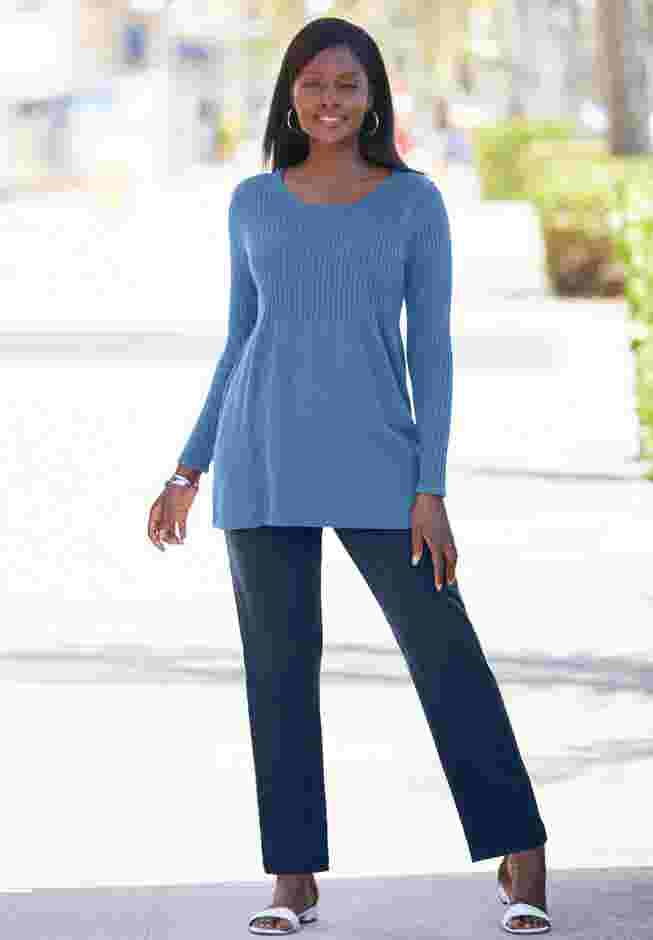 Ribbed Baby Doll Tunic Sweater image number 0