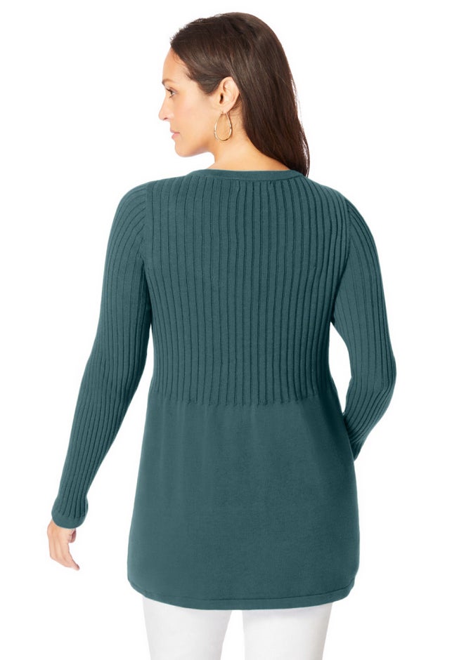 Ribbed Baby Doll Tunic Sweater image number 1