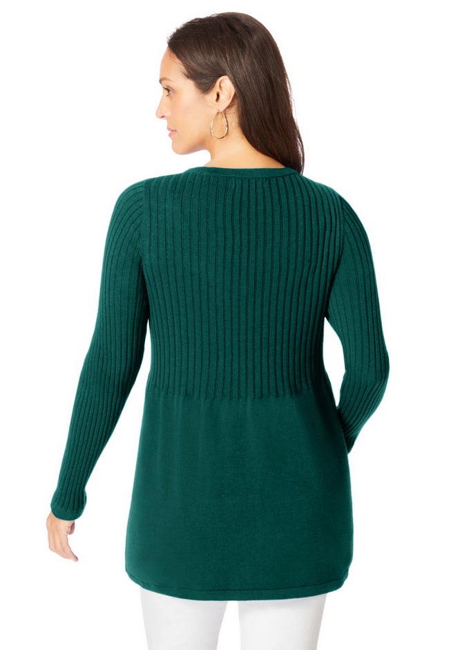 Ribbed Baby Doll Tunic Sweater image number 1