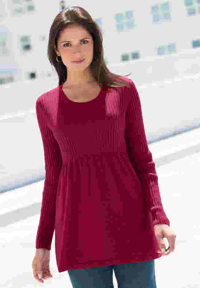 Ribbed Baby Doll Tunic Sweater image number 0
