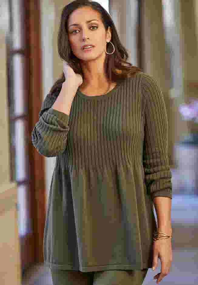 Ribbed Baby Doll Tunic Sweater image number 0