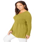Ribbed Baby Doll Tunic Sweater image number null