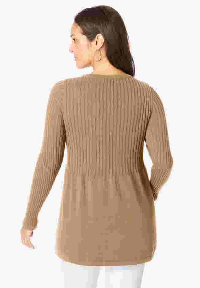 Ribbed Baby Doll Tunic Sweater image number 1