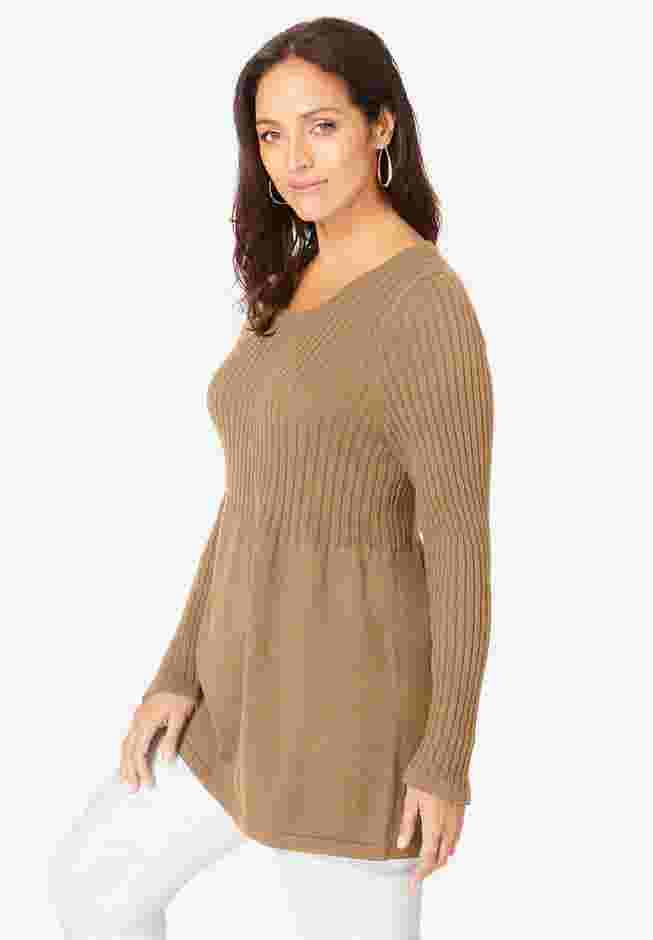 Ribbed Baby Doll Tunic Sweater image number 2