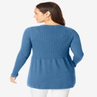 Ribbed Baby Doll Tunic Sweater image number null