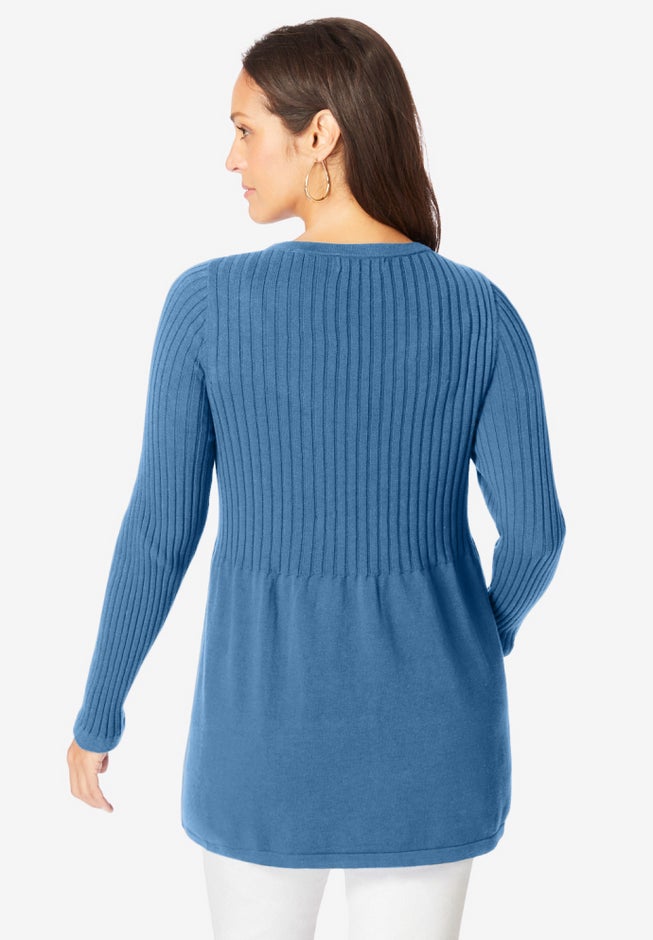 Ribbed Baby Doll Tunic Sweater image number 2