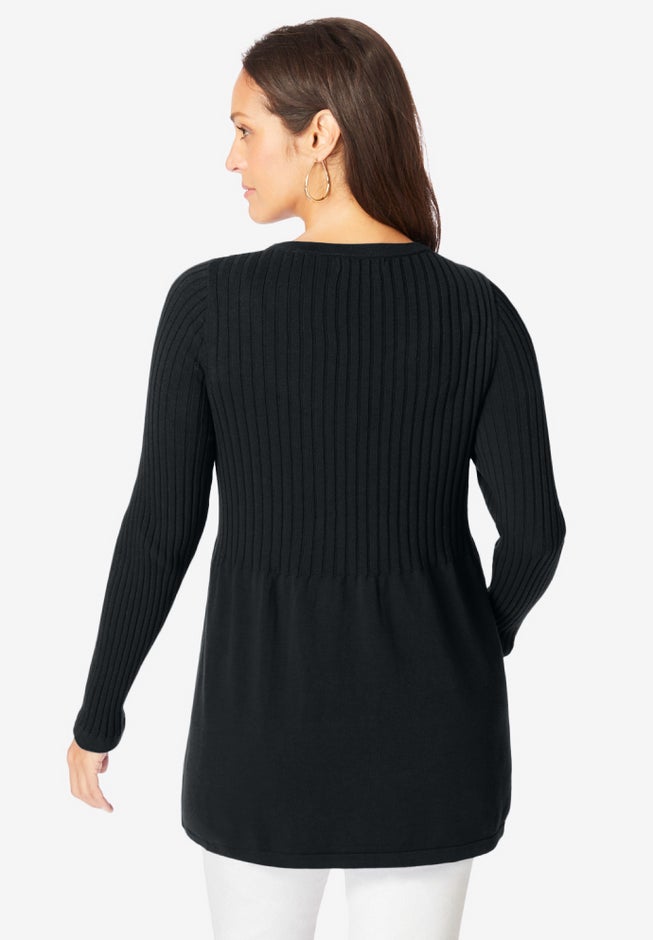 Ribbed Baby Doll Tunic Sweater image number 2