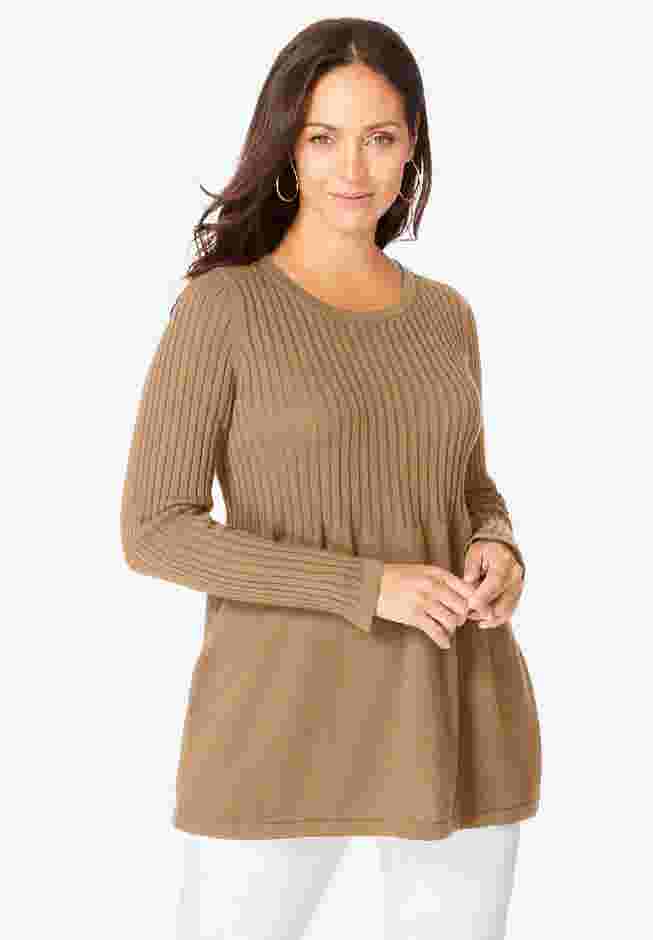 Ribbed Baby Doll Tunic Sweater image number 0