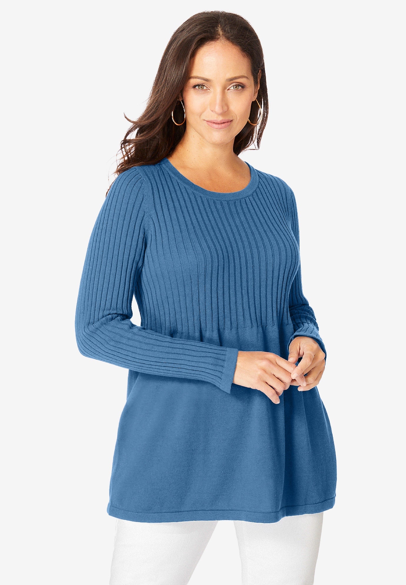 Ribbed Baby Doll Tunic Sweater image number 1