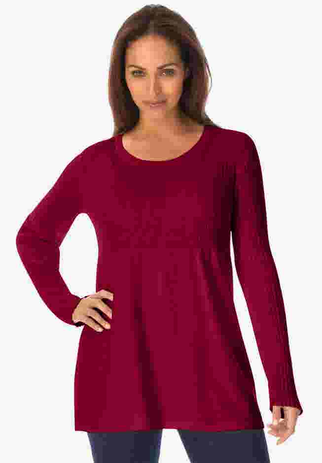 Ribbed Baby Doll Tunic Sweater image number 0