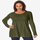 Ribbed Baby Doll Tunic Sweater image number null