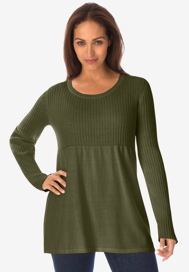 Ribbed Baby Doll Tunic Sweater image number 1