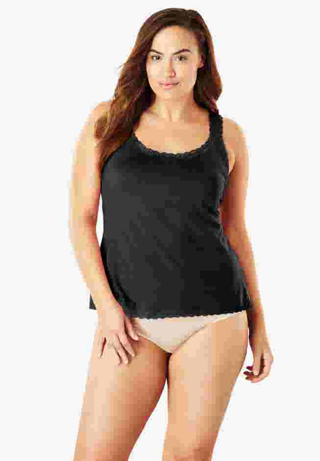 Lace-Trimmed Stretch Cotton Camisole  image number 0