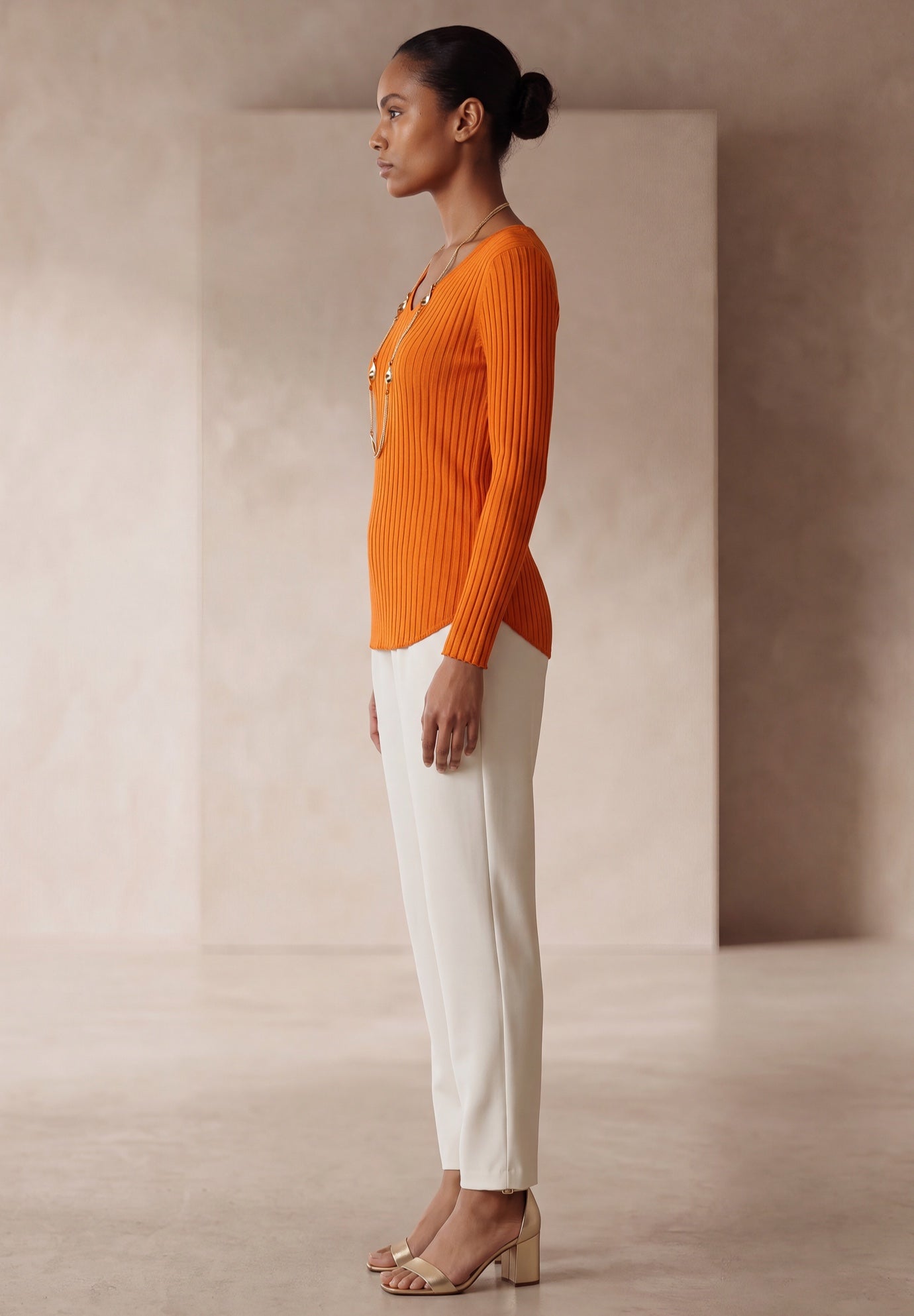 V-Neck Ribbed Sweater image number 1