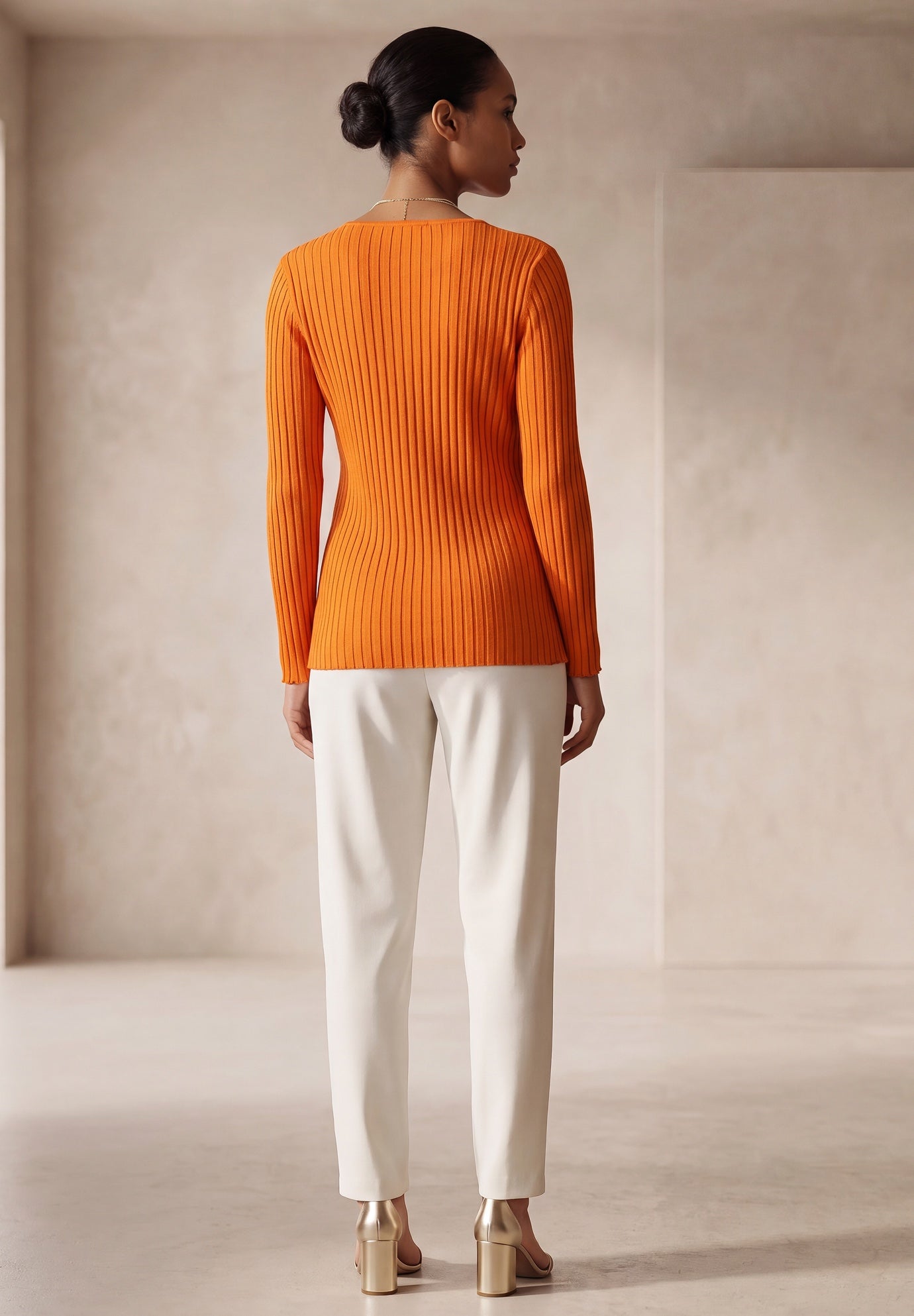 V-Neck Ribbed Sweater image number 2