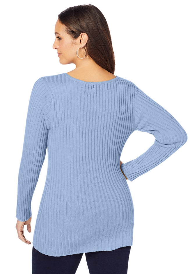 V-Neck Ribbed Sweater image number 1
