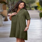 Cuff Sleeve Denim Shirtdress image number null